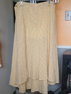 Style Rack Yellow Gingham High-Low Midi Skirt